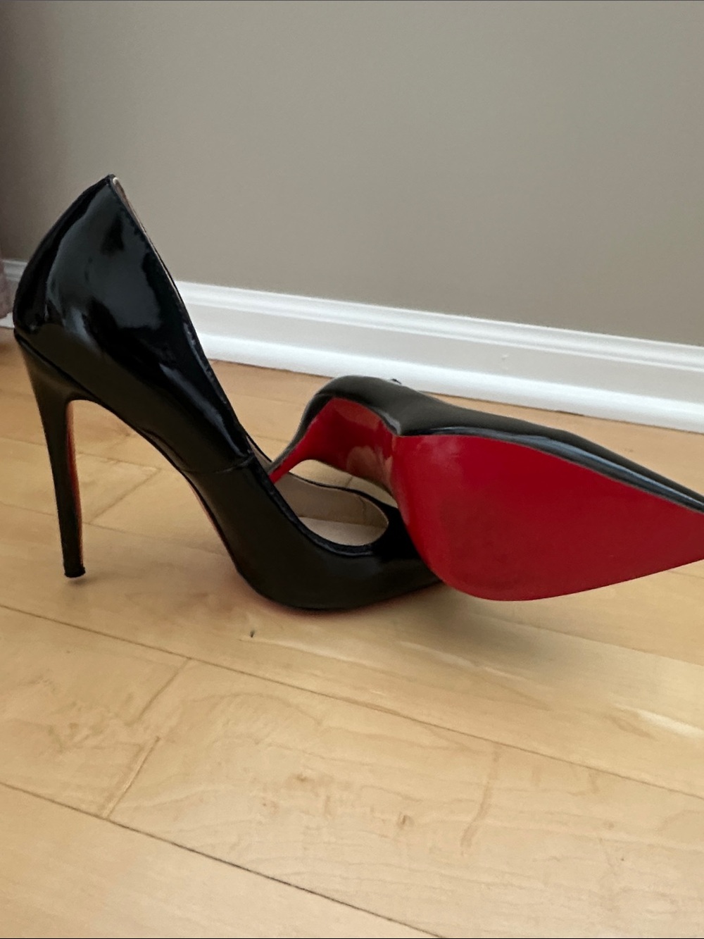 Black Patent Red Sole Stiletto Pumps